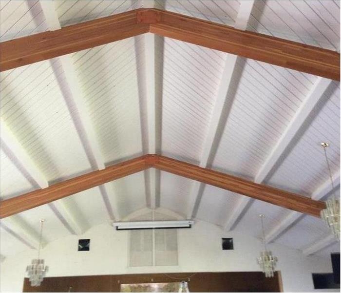 Same church ceiling cleaned of all soot and smoke damage